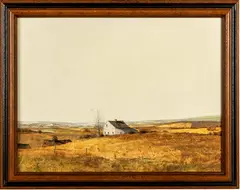 W. Louis Jones, ' W 23', Acrylic On Board, Farmhouse And Barn