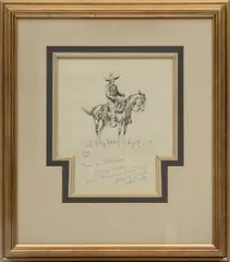 Olaf Wieghorst, ' W 7', 1958, Ink Sketch On Paper, C.