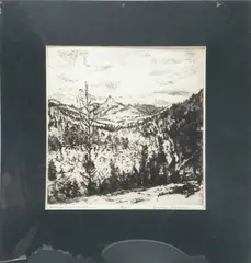 ' W 9.8' by Branson Graves Stevenson, Etching On Paper, Glacier Park Montana, offered Mar 2023