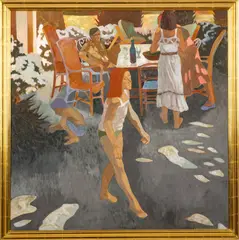 Jean Lamouroux, ' W 38.75', Oil On Canvas, 1982, Summer Patio Scene