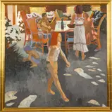 Jean Lamouroux, ' W 38.75', Oil On Canvas, 1982, Summer Patio Scene