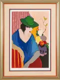 Itzchak Tarkay, ' W 19.75', Lithograph In Colors On Wove Paper, Woman Wearing A Green Hat