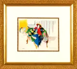 Itzchak Tarkay, ' W 13.675', Lithograph In Colors On Wove Paper, Woman Wearing Yellow Hat