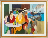 Itzchak Tarkay, ' W 34.75', Lithograph In Colors On Wove Paper, Jaffa Cafe