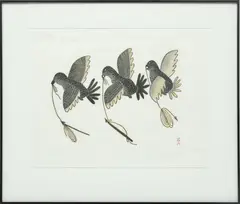 ' W 23.5' by Pitseolak Ashoona, Stonecut And Stencil On Paper, 1979, Tilligaktut, offered Mar 2023
