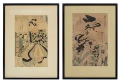 Kitagawa Utamaro, ' W 8.62', Woodcuts In Color On Paper, Early 19th C., Two Courtesans, Group Of Two Works