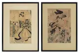 Kitagawa Utamaro, ' W 8.62', Woodcuts In Color On Paper, Early 19th C., Two Courtesans, Group Of Two Works