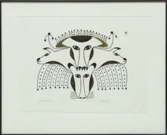 Ningeeuga Oshuitoq, ' W 28.5', Stonecut On Paper, 1979, Family Of Wolves