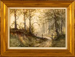 Charles Day Hunt, ' W 16', Watercolor On Paper, C. Woodland Scene