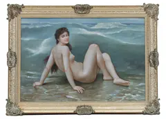 ' W 35' by William-Adolphe Bouguereau, Oil On Canvasboard, 20th C., The Wave, offered Mar 2023