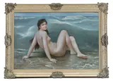 William-Adolphe Bouguereau, ' W 35', Oil On Canvasboard, 20th C., The Wave