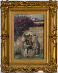 ' W 10' by Townley Benson, 1903, Oil On Canvas, "Woman At The Well", offered Mar 2023
