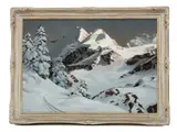 Alois Arnegger, ' W 39.5', Oil On Canvas Mounted To Board, Alpine Landscape