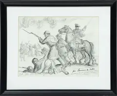 ' W 13.5' by John Steuart Curry, Charcoal And Ink Drawing On Paper, Drum Taps, offered Feb 2023