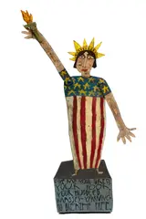 Jim Lambert, ' W 24'' Depth 6', Outsider/Folk Art Painted Wood & Wire Sculpture, 2002, Statue Of Liberty
