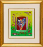 Peter Max, ' W 12', Acrylic Over Screenprint Angel With Heart
