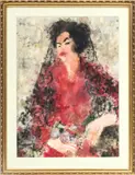 Richard Jerzy, ' W 21.5', Watercolor On Paper, 1963, Portrait Of Seated Lady