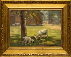 ' W 8' by Charles E. Waltensperger, Oil On Board, Goats In Landsape, offered Feb 2023