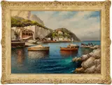 Guido Odierna, ' W 39', Oil On Canvas, Fishing Boats