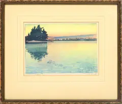 ' W 8' by Walter J. Phillips, Color Woodcut, C. 1919, Whitefish Bay, Lake Of The Woods, offered Feb 2023