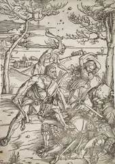 ' W 9.5' by Albrecht Durer, Wood Cut Print, Late 16th C., Hercules Conquering The Molionide Twins, offered Jan 2023