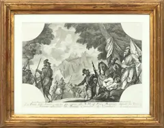 ' W 20.5' by Silvestro Manaigo, Engraving On Paper, The Capture Of Smyrna By Pietro Mocenigo, After Veronese, offered Jan 2023