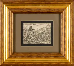 ' W 6.75' by Giovanni Battista Fontana, Engraving Romulus Fighting The Sabines Asks Jupiter For Help Pl.20, offered Jan 2023