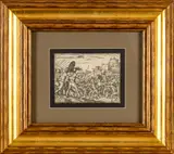 ' W 6.75' by Giovanni Battista Fontana, Engraving Romulus Fighting The Sabines Asks Jupiter For Help Pl.20, offered Jan 2023