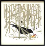 Charley Harper, ' W 20', Screenprint On Paper, 1973, Crow In The Snow