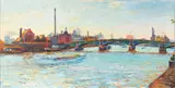 Frederick Gore, The Thames At Chelsea, London, 1970, Oil On Canvas