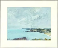 ' W 22' by Richard Jerzy, Gouache On Paper 1981, Bay Landscape, offered Jan 2023