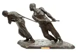 Victor Demanet, ' W 11'' L 35', Bronze Sculpture, "Les Haleurs"
