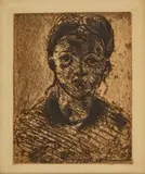 Paul Cézanne, ' W 4.25', Etching With Roulette Work In Brown On Paper, 1873/Later Imp., Tete De Jeune Fille