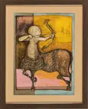 Graciela Rodo Boulanger, ' W 22', Lithograph In Colors On Wove Paper, 20th Century, Sagittarius, From The Zodiac Suite