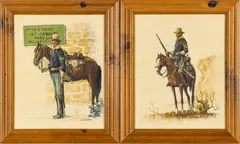 Untitled by Bud Breen, Oil On Board, Soldiers With Horses, offered Jan 2023