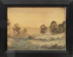 Henry Allis, Untitled, Pastel & Watercolor On Paper, Bucolic Landscape