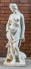 Joesph Mozier, ' W 18'' Depth 16', Carved Marble Sculpture, 1867, Pocahontas