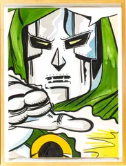 ' W 22' by John Matos, Watercolor And Ink On Wove Paper, C. 1992, Doctor Doom, offered Dec 2022
