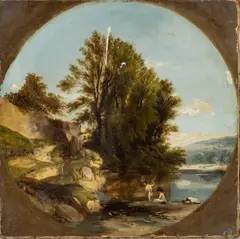 ' W 17.5' by Frederick Richard Lee, Oil On Canvas, Bathers In A River, offered Dec 2022