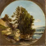 Frederick Richard Lee, ' W 17.5', Oil On Canvas, Bathers In A River