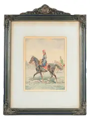 ' W 8.75' by Stephan Pajaczkowski, Watercolor On Paper, 1953, 19th Century Polish Cavalryman, offered Dec 2022