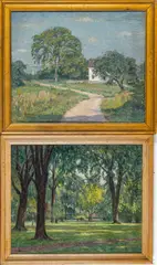 Ernest Harrison Barnes, ' W 24', Oils On Canvas, Two Pieces