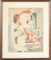 Jankel Adler, ' W 8', 1939, Watercolor On Paper