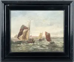 Hans Wacker, ' W 16', Oil On Canvas, 19th C, Maritime Scene