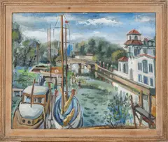 ' W 23.5' by Edgar Yaeger, Oil On Canvas Board, 1949, The Detroit Yacht Club, offered Nov 2022