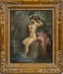 John Coppin, ' W 16', Oil On Canvas C. 1955, Resting Nude