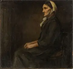' W 25' by Joseph W. Gies, Oil On Canvas Laid On Board, Seated Profile Of A Lady, offered Nov 2022