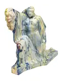 Edgardo Simone, Head, H 14.5'' L 13'' Depth 7', Ceramic Sculpture, Judith Holding Holofernes