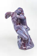 Edgardo Simone, ' W 6'' L 8', Ceramic Sculpture, Seated Nude Female With Dolphins