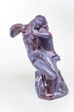 Edgardo Simone, ' W 6'' L 8', Ceramic Sculpture, Seated Nude Female With Dolphins